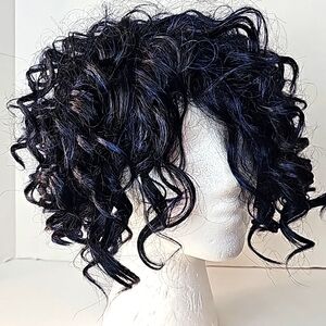Curly Wavy Black & Blue Short Bob Lace Front Wig